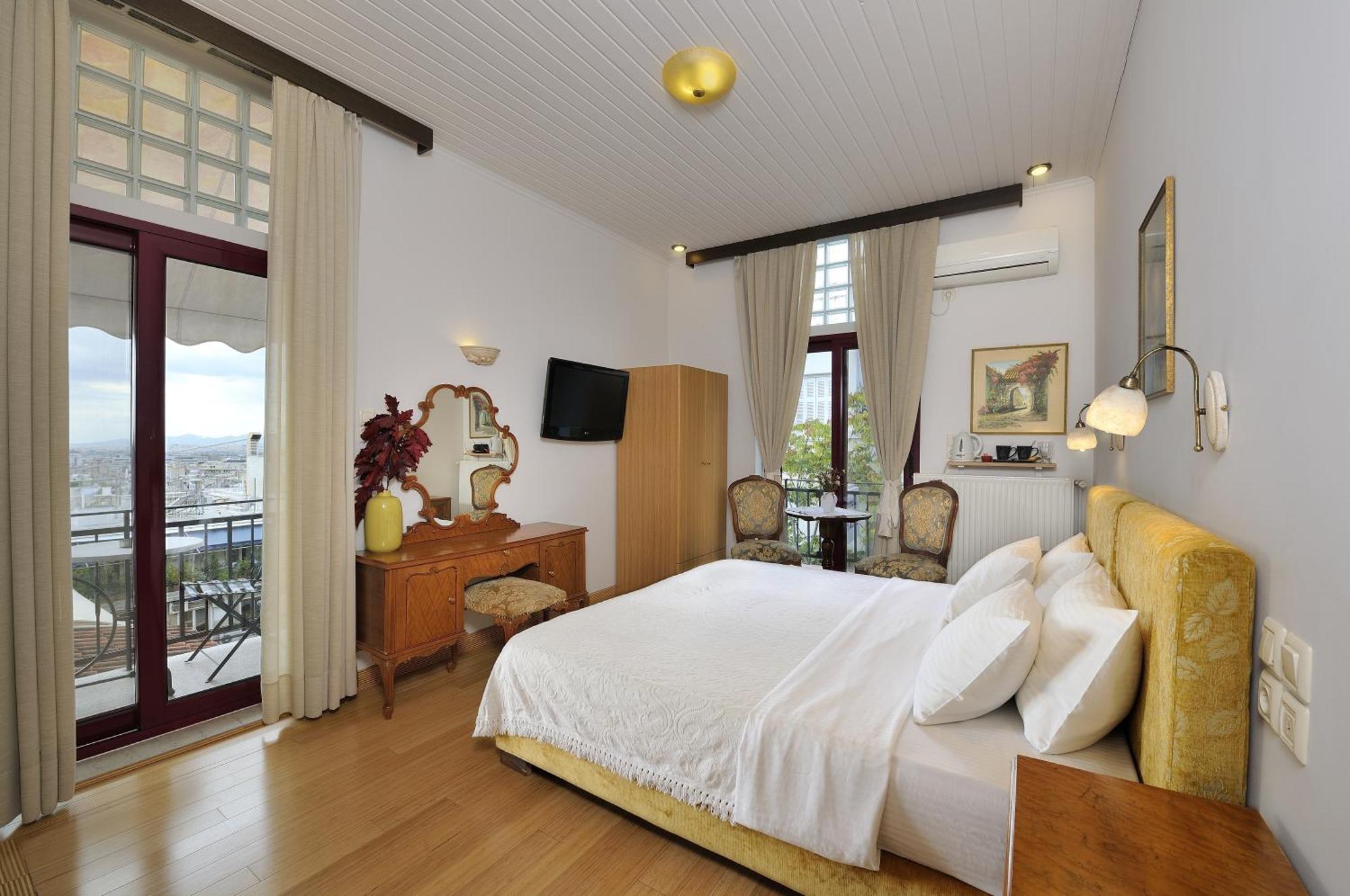 Doppel- oder Zweibettzimmer - Blick auf die Akropolis